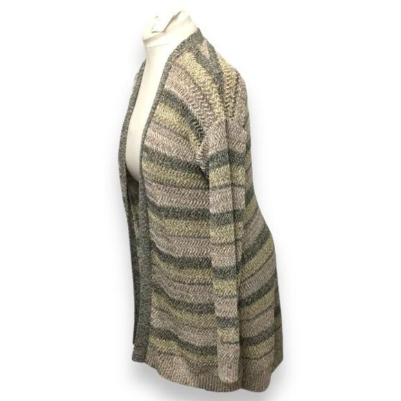 Lane Bryant Women’s Open Front Longline Striped Cardigan, Tan, size 14/16 - Picture 2 of 7